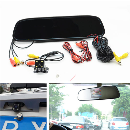 Car Rearview Mirror Monitor Parking Assistance LED Reversing Rear View Camera