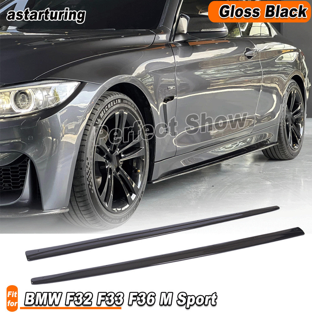 for BMW 4Series F32 F33 F36 M Sport Bumper 2014-19 Glossy Black Side Skirts Lip