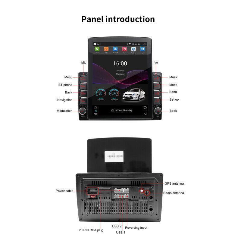 9.7Car Navi Player FM Radio Stereo 2Din Android 9.1 GPS WiFi For iOS/Android