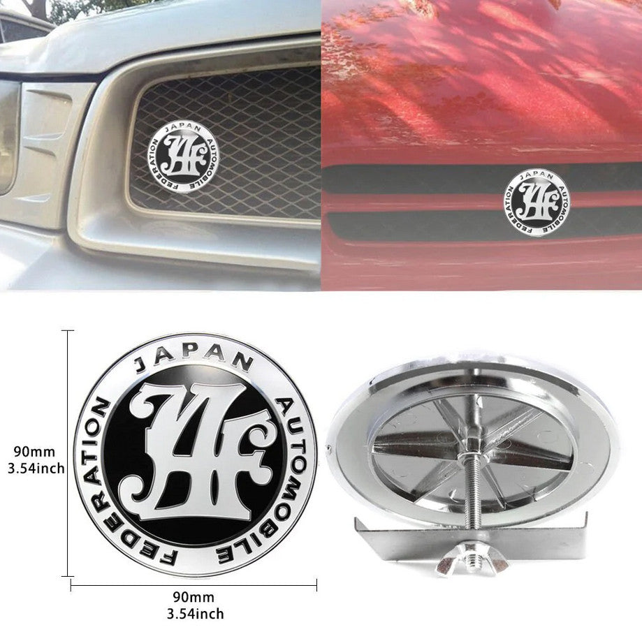 The car grille front badge of the Japan Automobile Federation is black and applicable to for Mitsubishi .
