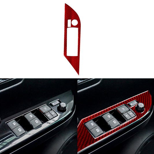 Red Carbon Fiber Driver Door Control Cover Trim for Toyota Hilux 2015-21 Type A