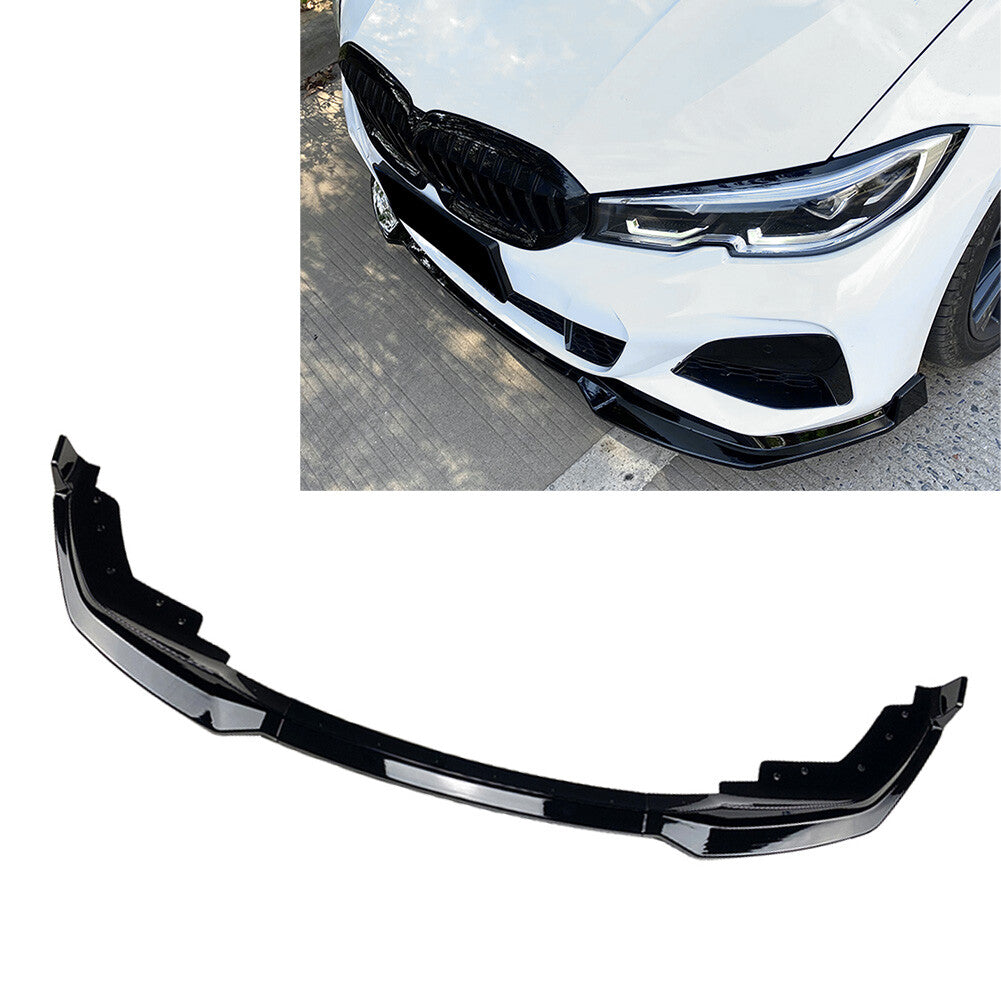 for BMW 3 Series G20 M Pack 2019-22 Front Bumper Lip Spoiler Splitters ABS Black