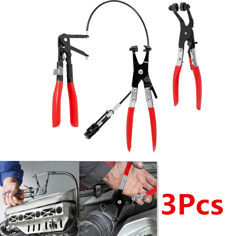 3Pc Car Clamp Puller Locking Hose Pliers Water Pipe Hose Flat Band Removal Tool