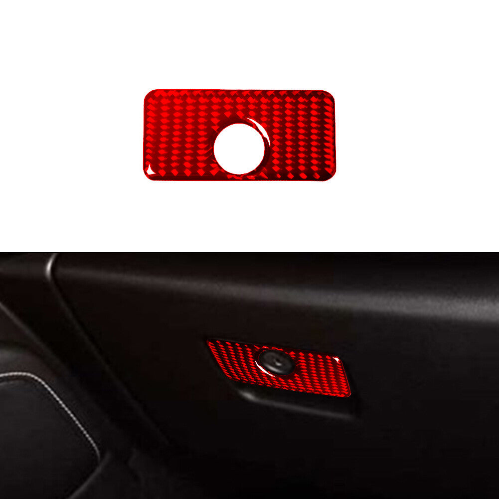 Red Carbon Fiber Copilot Storage Switch Cover Trim for Chevrolet Camaro 2016-18