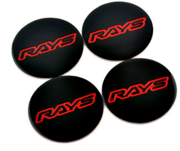 4-Piece Light Black Red Edge Sticker Wheel Center Sticker Rim Sticker Logo 56mm