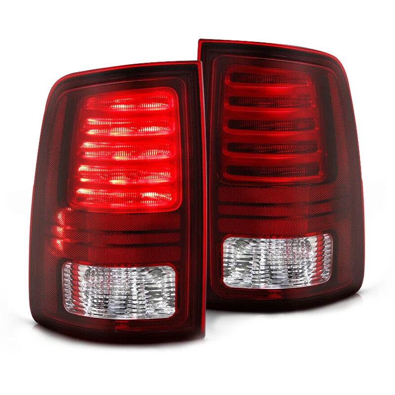One pair of rear LED taillight assemblies for Dodge for Ram 1500 2013-2018 turn signals.