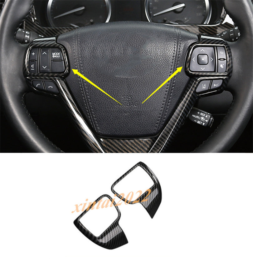 2014-2019 for Toyota Highlander Carbon Fiber Steering Wheel Button Cover Trim