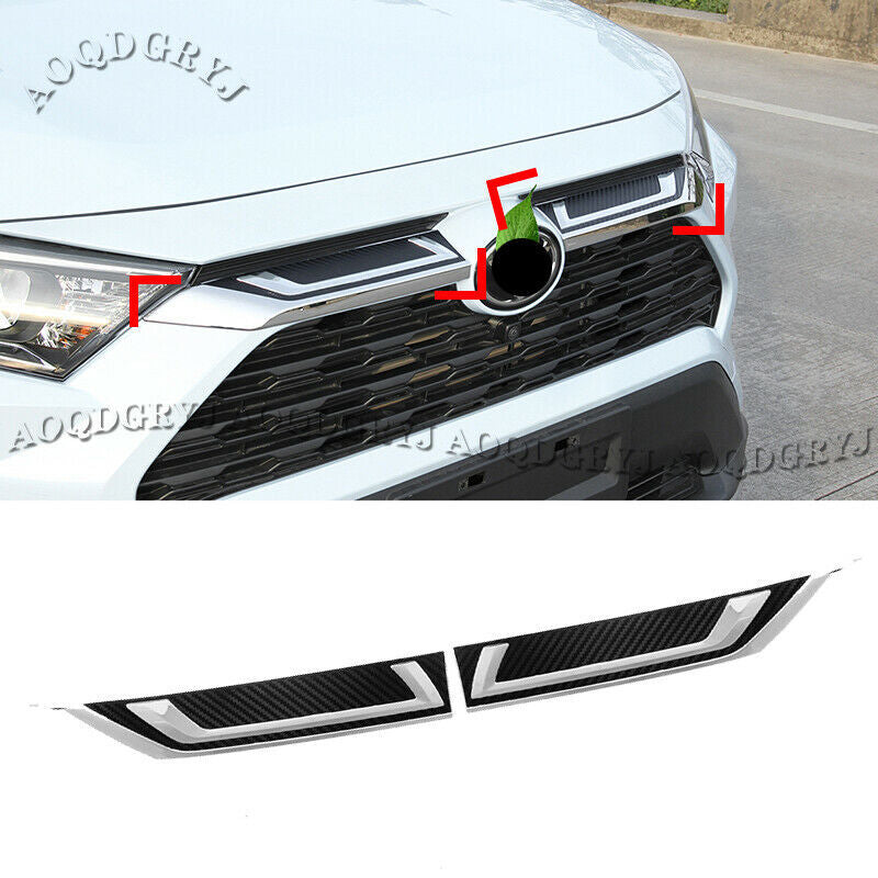 2X Chrome Front Bumper Grille Moulding Cover Trim for TOYOTA RAV4 2019-2021 2022