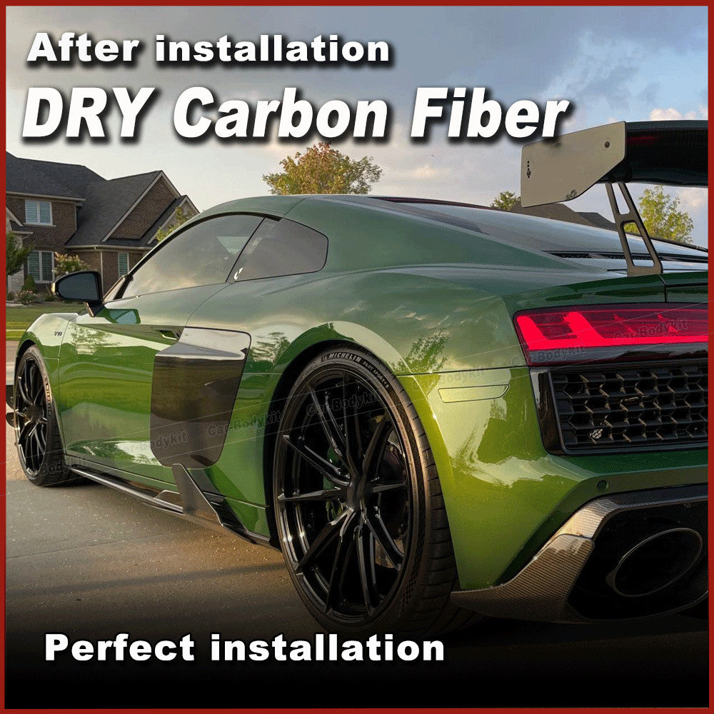 for Audi R8 V10 2020-2024 Dry Carbon Fiber Side Skirts Extensions Lip Splitters