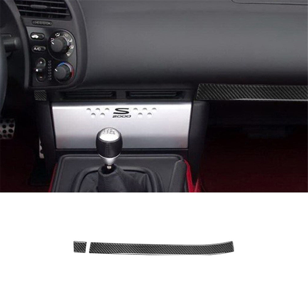2Pcs Dashboard Trim Strip Cover Decor Carbon Fiber for Honda S2000 2000-2009