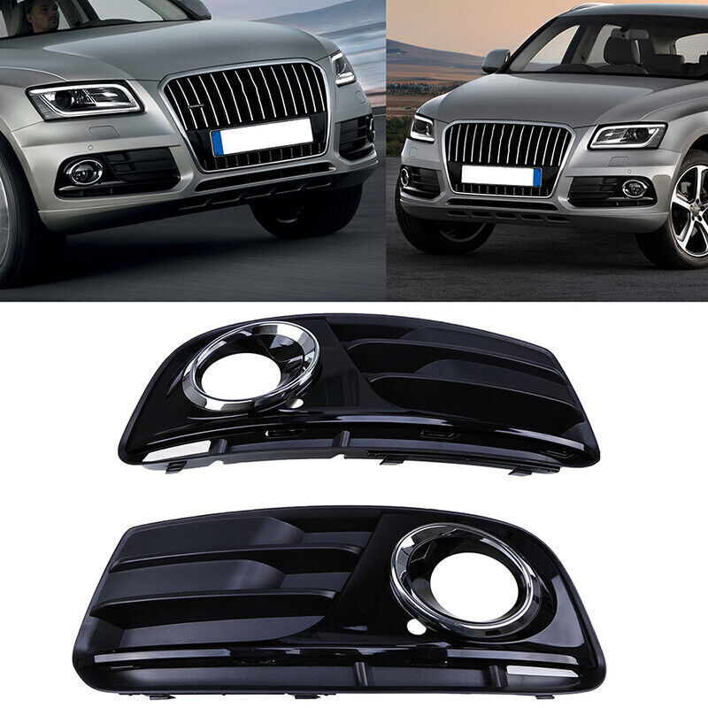 Pair Front Bumper Lower Fog Light Grille Cover Bezel for Audi Q5 8R 2012-2016