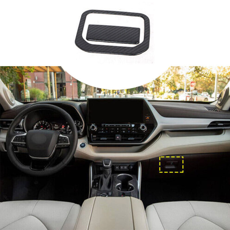 Steel Carbon Fiber for Co -Pilot Storage Box Handle For Auto for Toyota Highlander 20-23