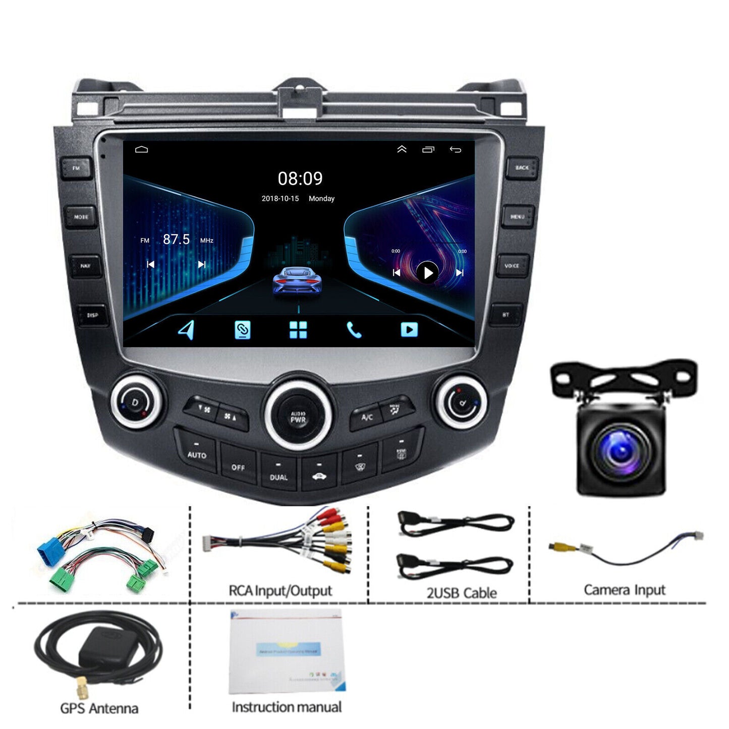 Compatible with for Honda Accord 2003-2007 9-inch Android 12 Stereo Car Radio GPS Headset CarPlay