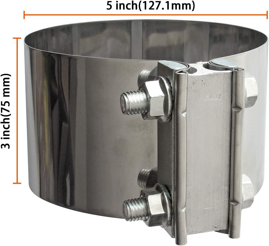 5-inch Butt connector exhaust with clip, 304 stainless steel exhaust pipe muffler clip