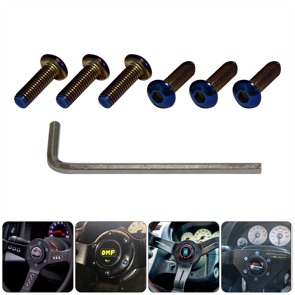6Pcs Steering Wheel Bolts Screw Kit For Momo Nardi Personal NRG Sparco RoundHead