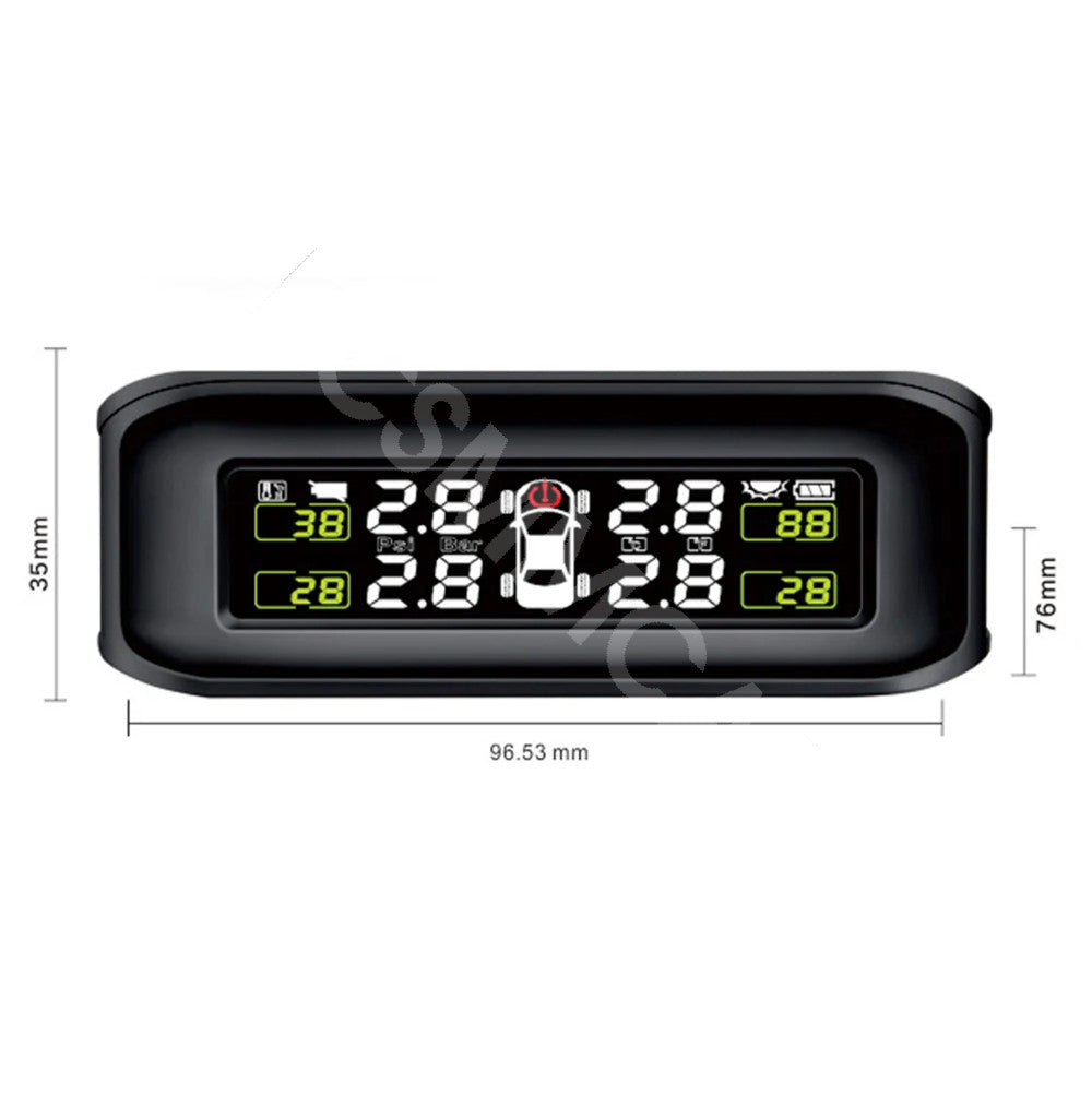 Solar Wireless TPMS LCD Car Tire Pressure Monitoring System W/4 External Sensors