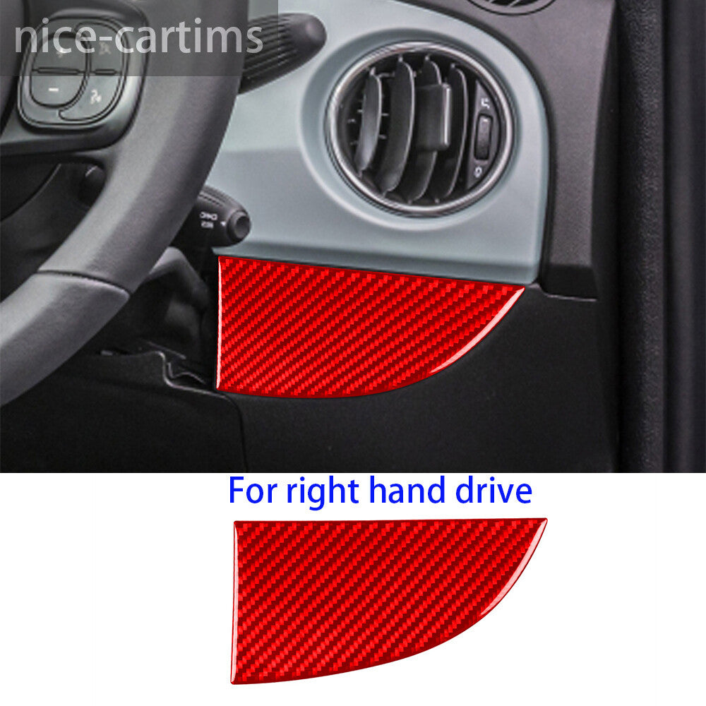 RHD Driver Side Air Vent Lower Panel Cover for Fiat 500 2012-15 Red Carbon Fiber