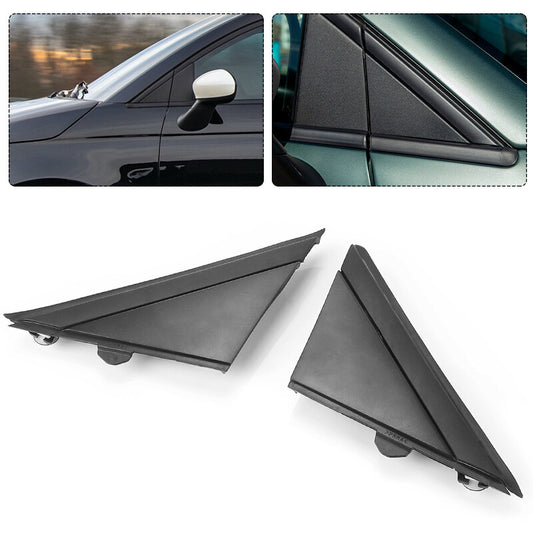 for FIAT 500 2012-2019 2PCS Front Fender Pillar Trim Mirror Corner Molding BLACK