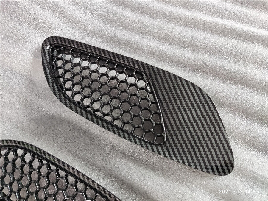 2x Glossy Carbon Fiber ABS Plastic Car Bonnet Vent Hood for BMW E90 E91 E92 E93