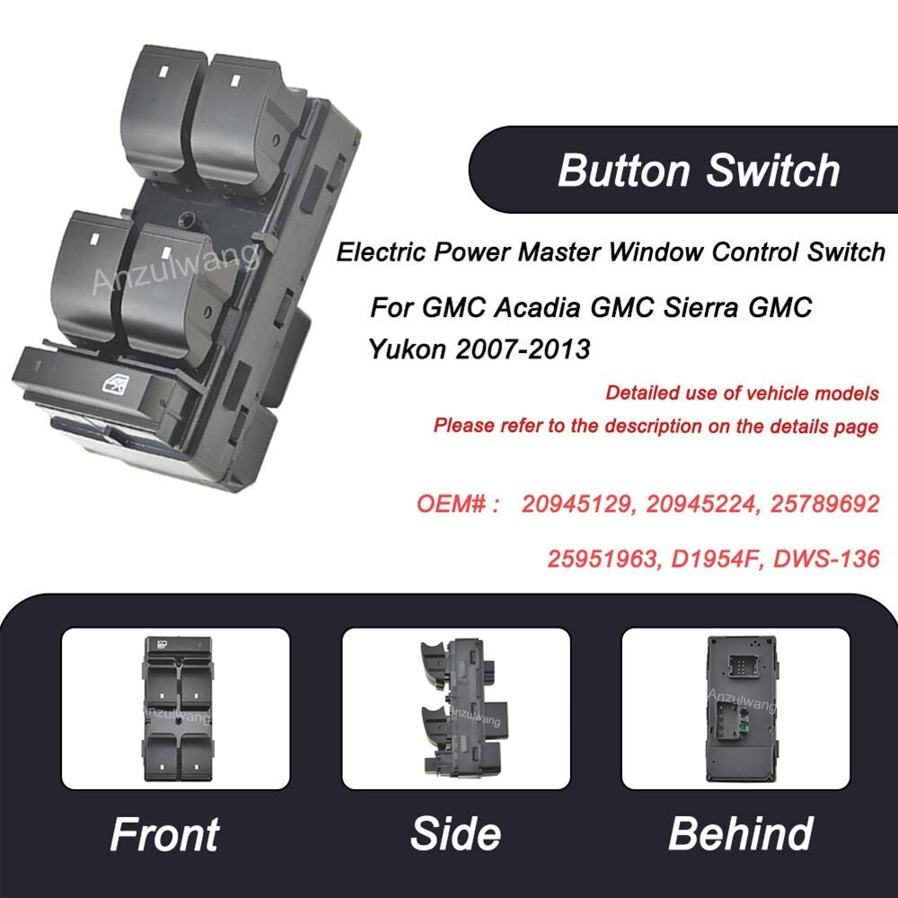 Electric Power Master Window Control Switch 20945129 for GMC Acadia for GMC for Sierra G