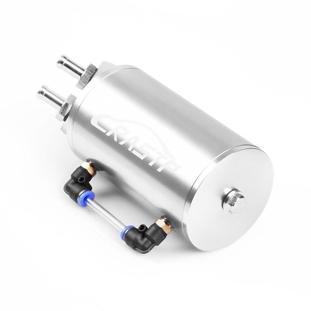 Aluminum Silver Round Car Engine Oil Catch Tank Can Reservoir Breather Kit