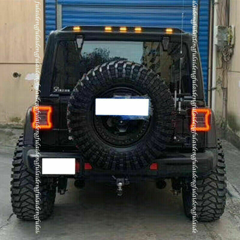 W/LED Black Rear Roof Spoiler Tail Wing Splitter for Jeep for Wrangler JL 2018-2021