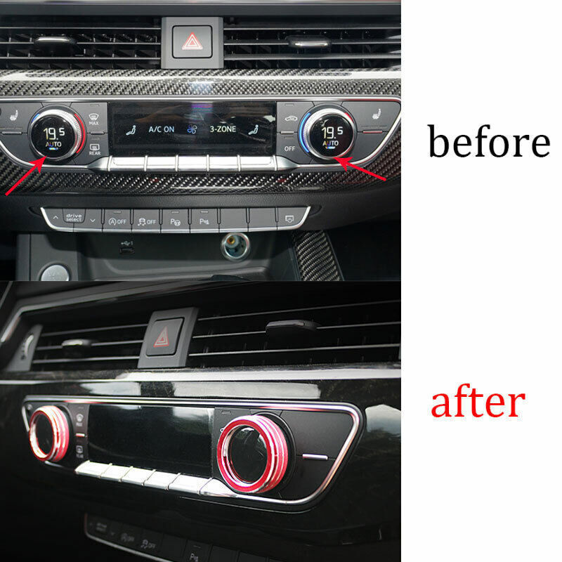 Fit for Audi A4 A5 2017-2024 Red Aluminum Central Console Ac Knob Cover Trim 2P
