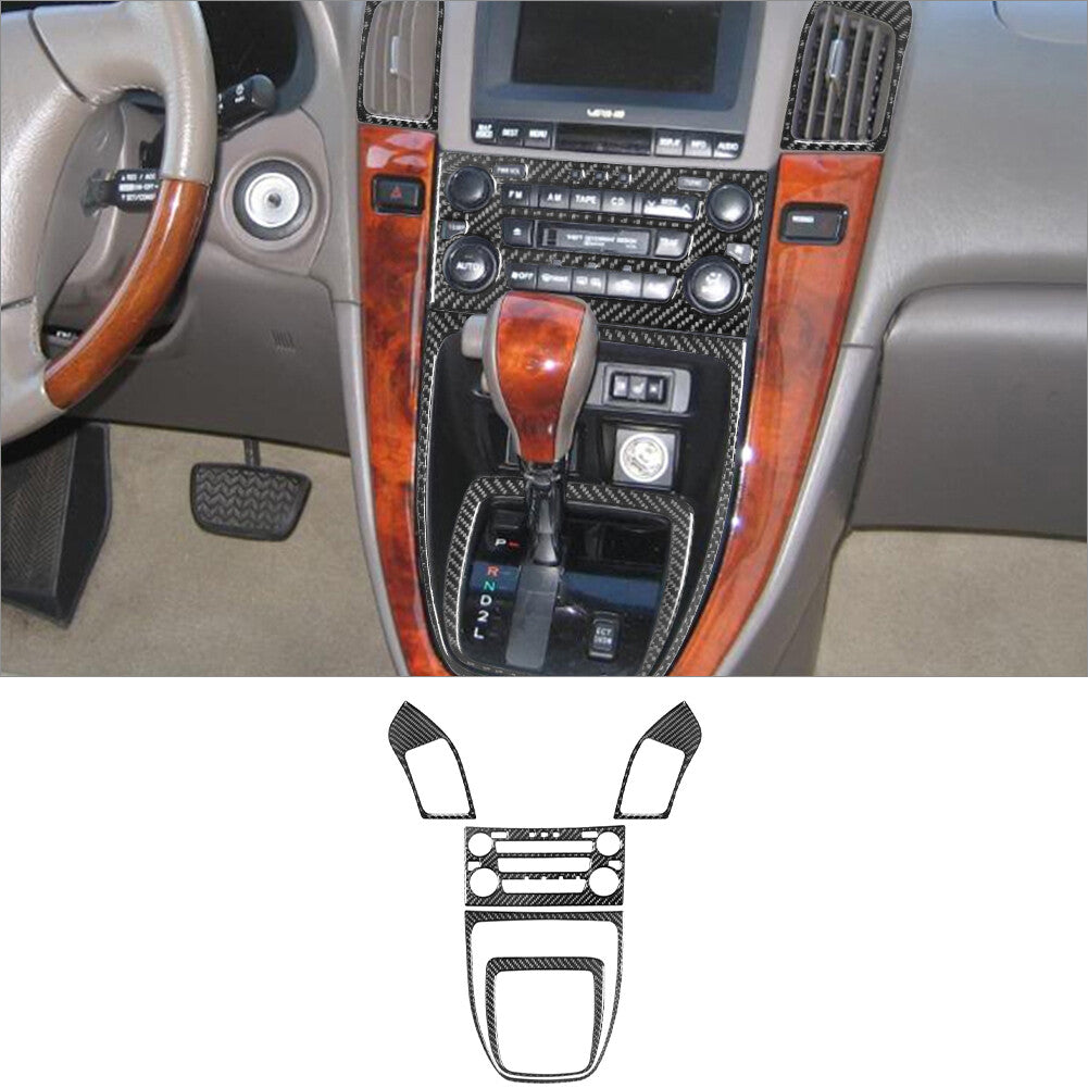 5Pcs Carbon Fiber Interior Central Console Cover Trim for Lexus RX300 1998-2003
