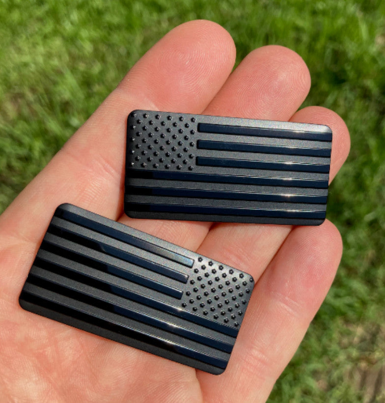 2-inch car side fender rear trunk badge sticker American flag black for Audi 2-piece set