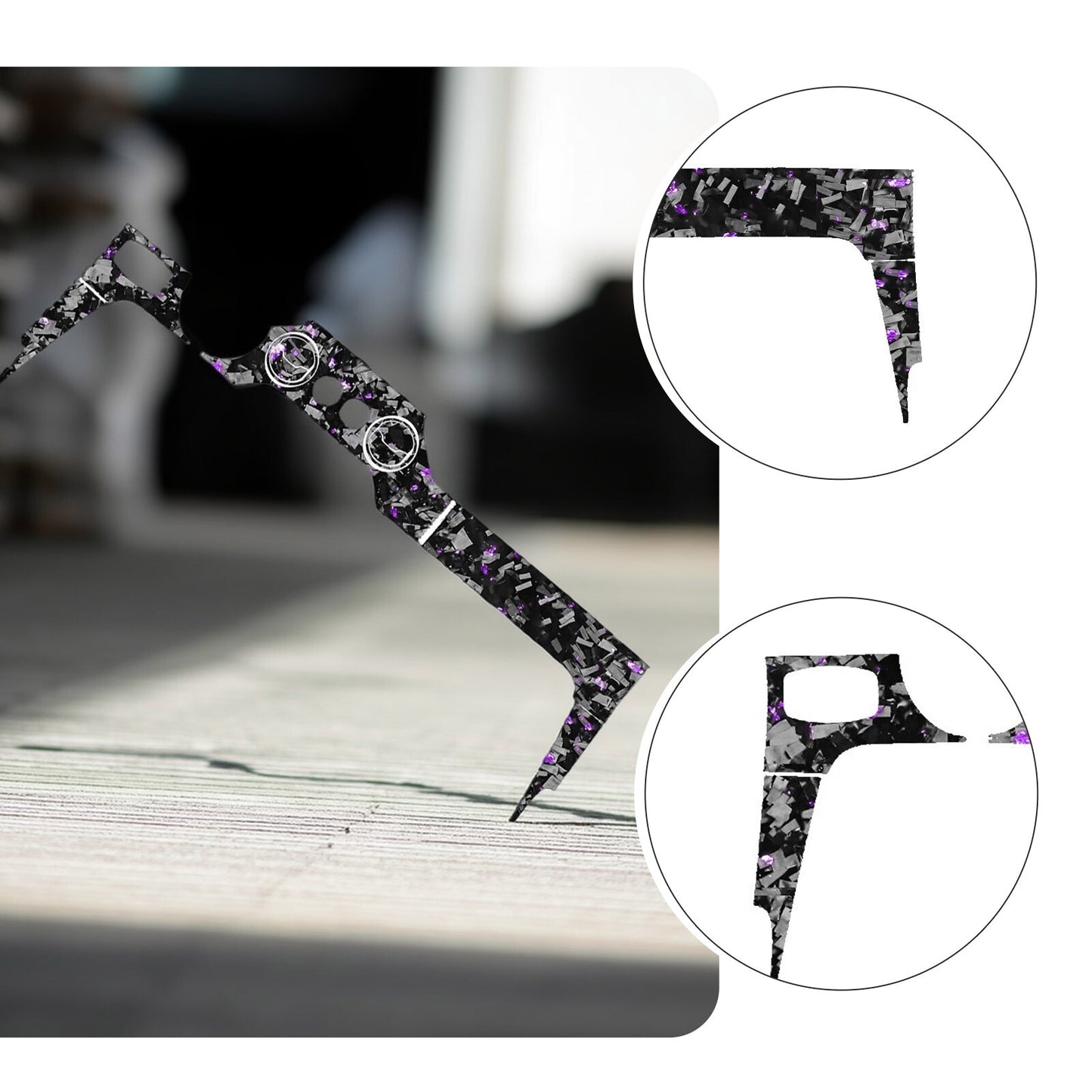 Purple Forged Carbon Fiber Console Dashboard Cover for Ford for Mustang GT 15-22 11x