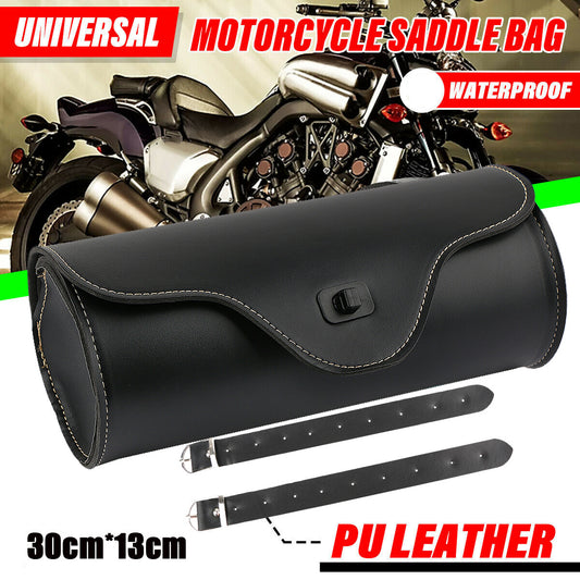 Motorcycle fork tool bag storage luggage case saddle bag leather handlebars