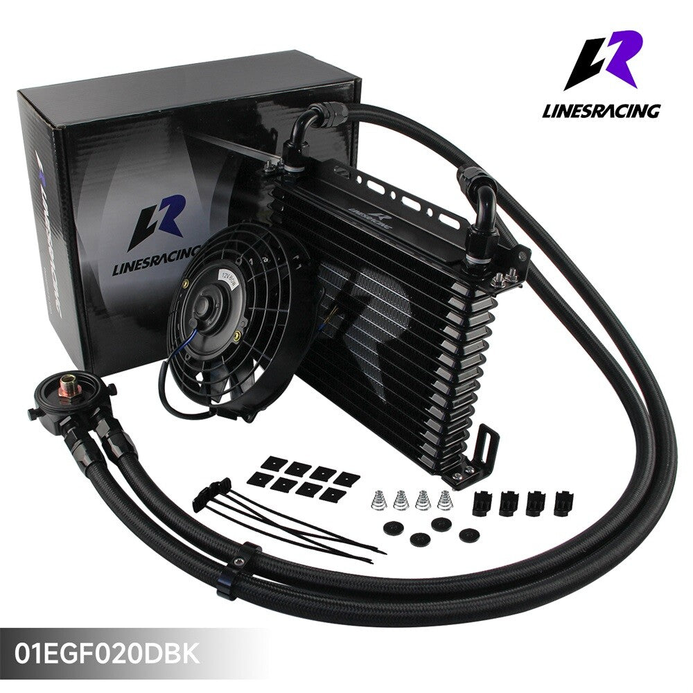 15 Row AN10 Oil cooler Trust w/Bracket+Filter Adapter Hose Kit +7 Electric Fan