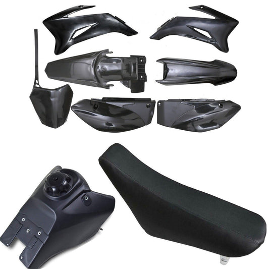 Complete set of plastic mudguards, for seat , and fuel tank suitable for Yamaha TTR110, TTR 110E, SSR 140, 170
