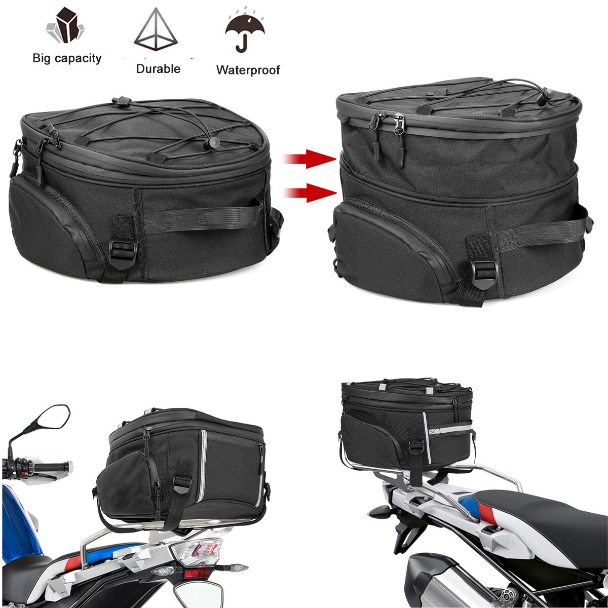 Motorcycle rear for seat bag, rear saddle, helmet, waterproof shoulder bag, tote bag