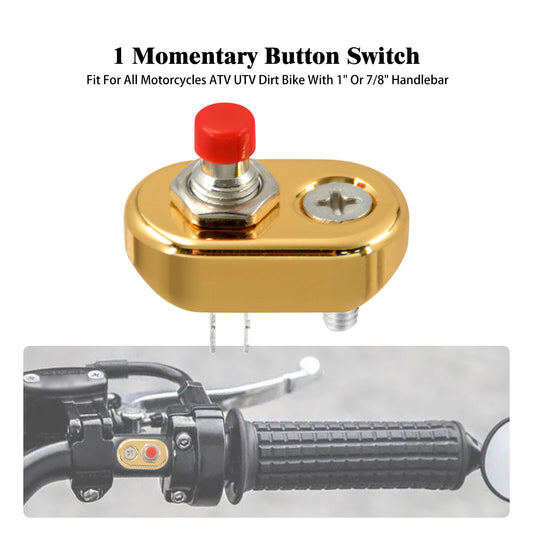 Gold Control Momentary Button Switch For Universal 1 7/8 Handlebar Motorcycle