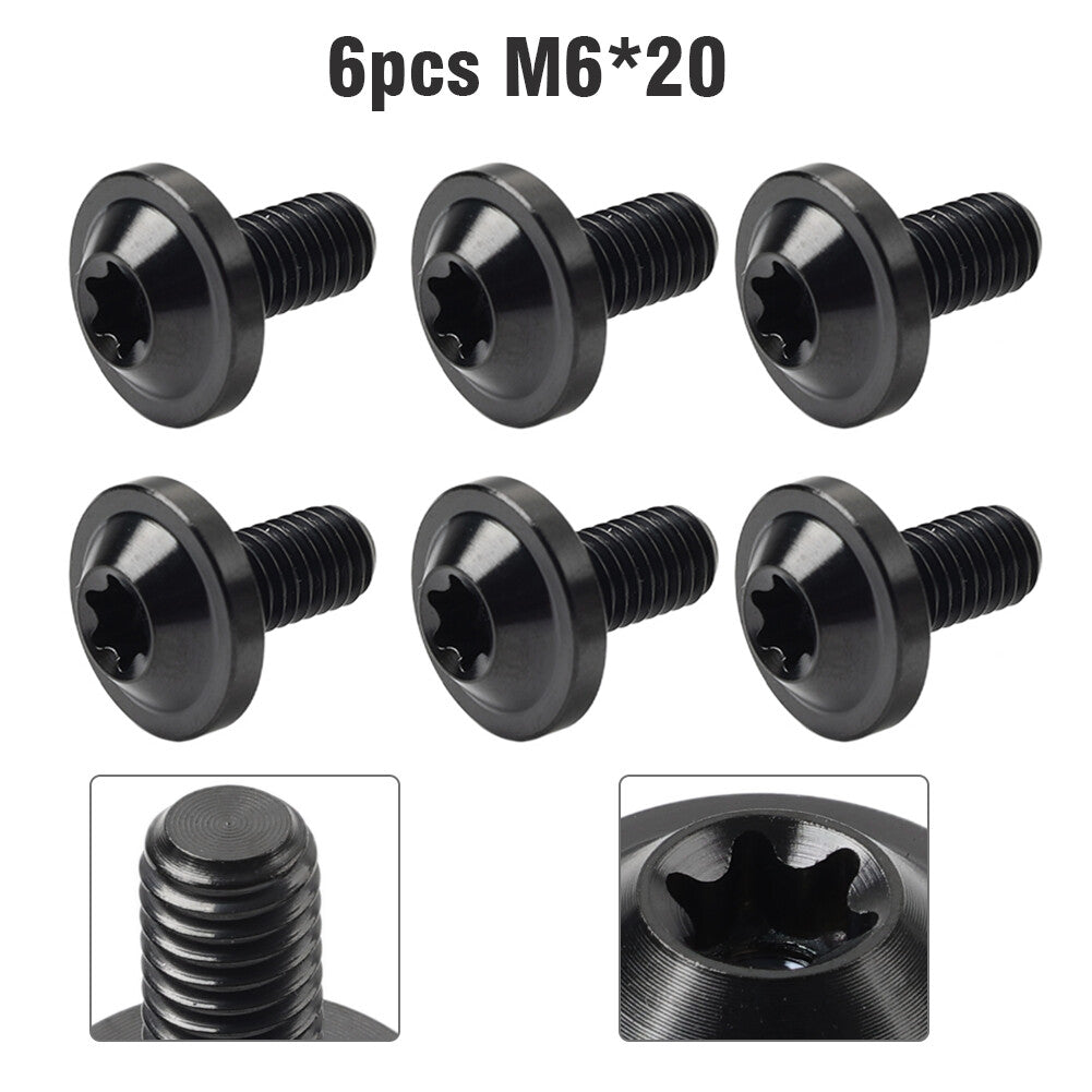 6x Alloy Bolts Truss Torx Head Screws M6x20mm For Bike Motorcycle black