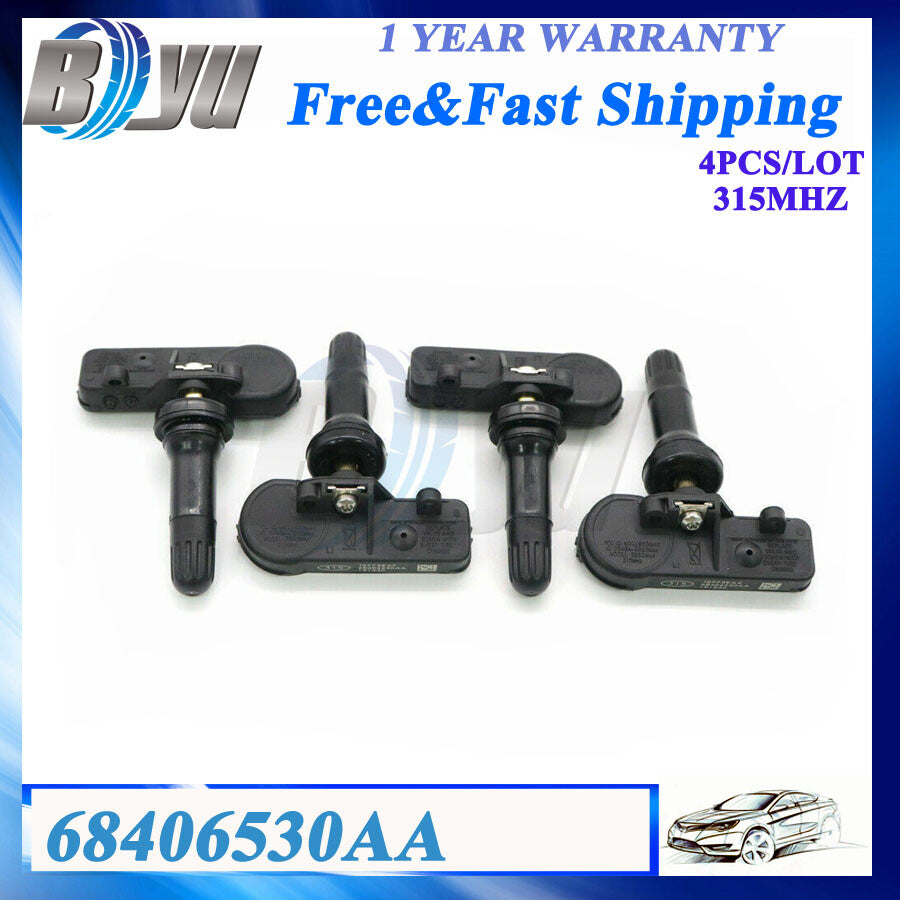 4pcs TPMS Tire Pressure Sensor 68406530AA for Jeep for Dodge for Chrysler 315MHz