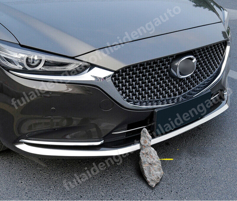 for Mazda 6 Atenza 2018-2021 Glossy Silver Front Bumper Lower Trim Strips Covers