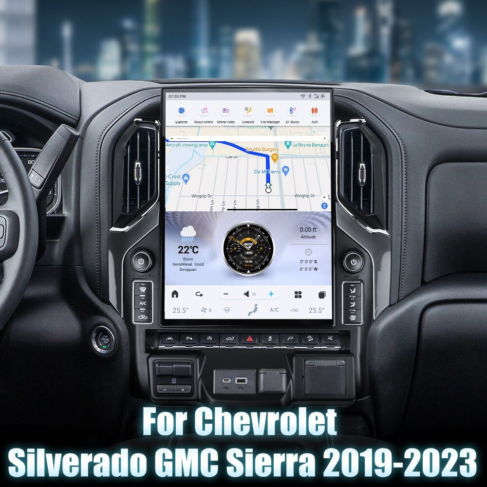 for Chevrolet Silverado for GMC for Sierra 2019-2023 for Tesla Vertical Screen 2K GPS Radios