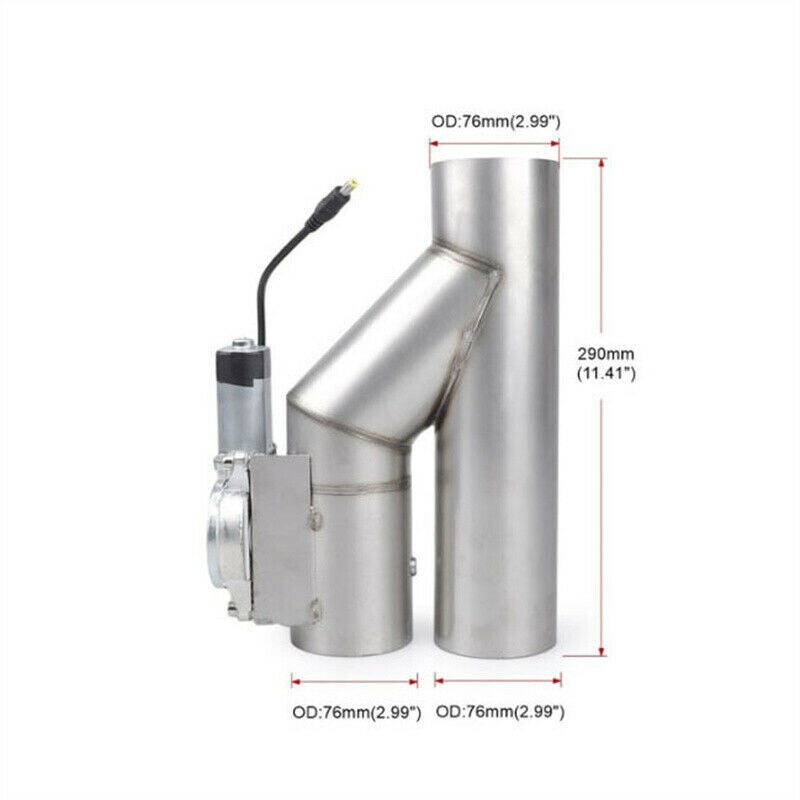 3-inch dual electric exhaust Y-pipe with single control valve and remote control switch 3