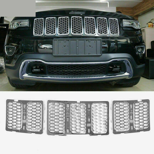 3P for Jeep Grand Cherokee 2014-2016 Chrome Front Bumper Mesh Grille Cover Trim