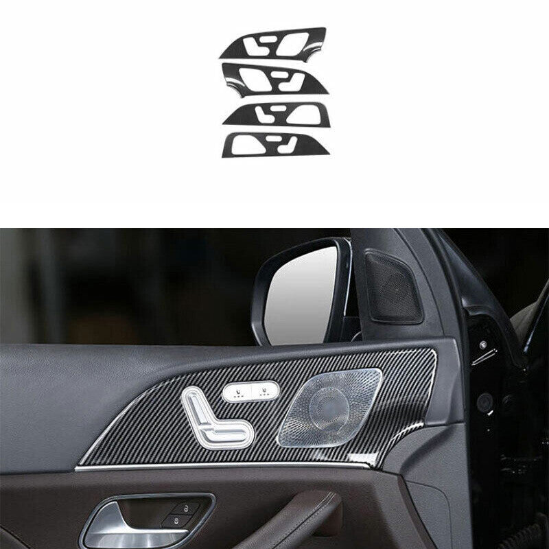 for Mercedes-Benz GLE 2020-2022 Carbon Fiber Interior Door Panel Cover Trim 4pcs