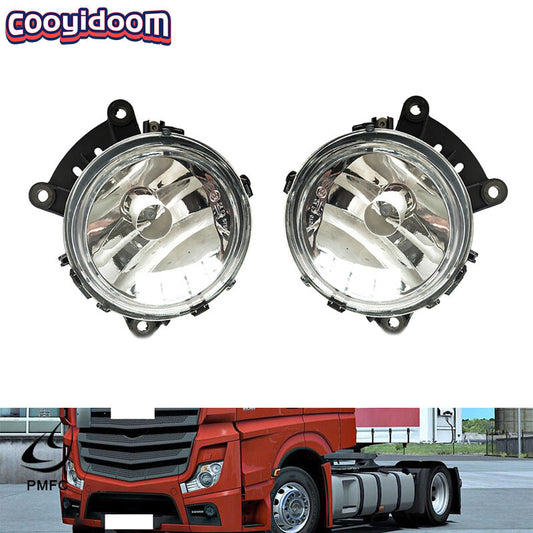 A pair of front bumper lights, fog lights, and daytime running lights for Mercedes-Benz Actros MP4 trucks.