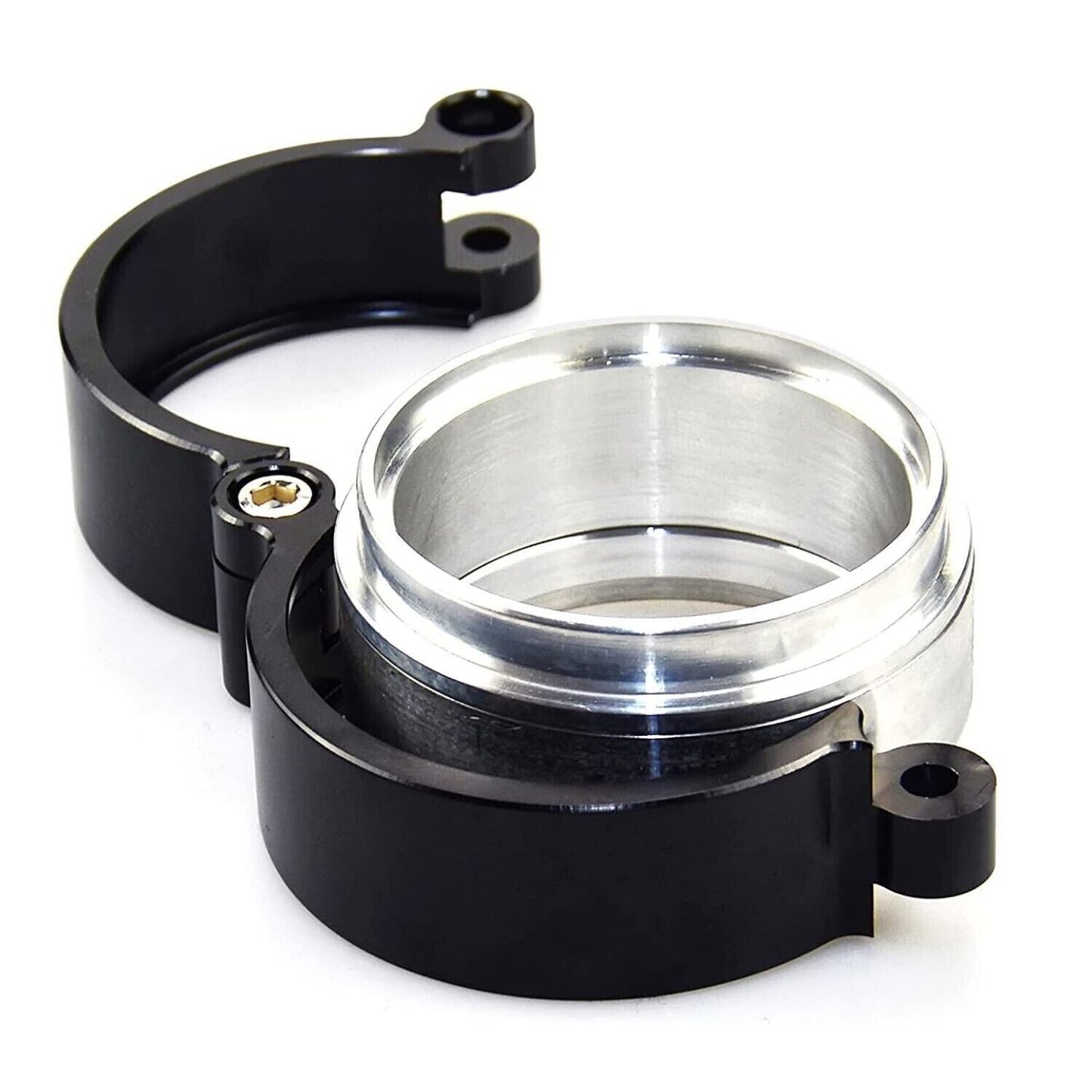 Black 3/76mm Aluminum V-Band Clamp+Flange Kit for Intercooler Intake Pipes