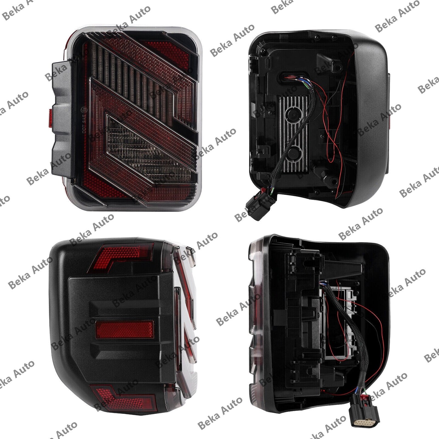 1 pair of for Jeep Gladiator JT 2020-2024 transparent S LED taillights, turn signals, and stop lights.