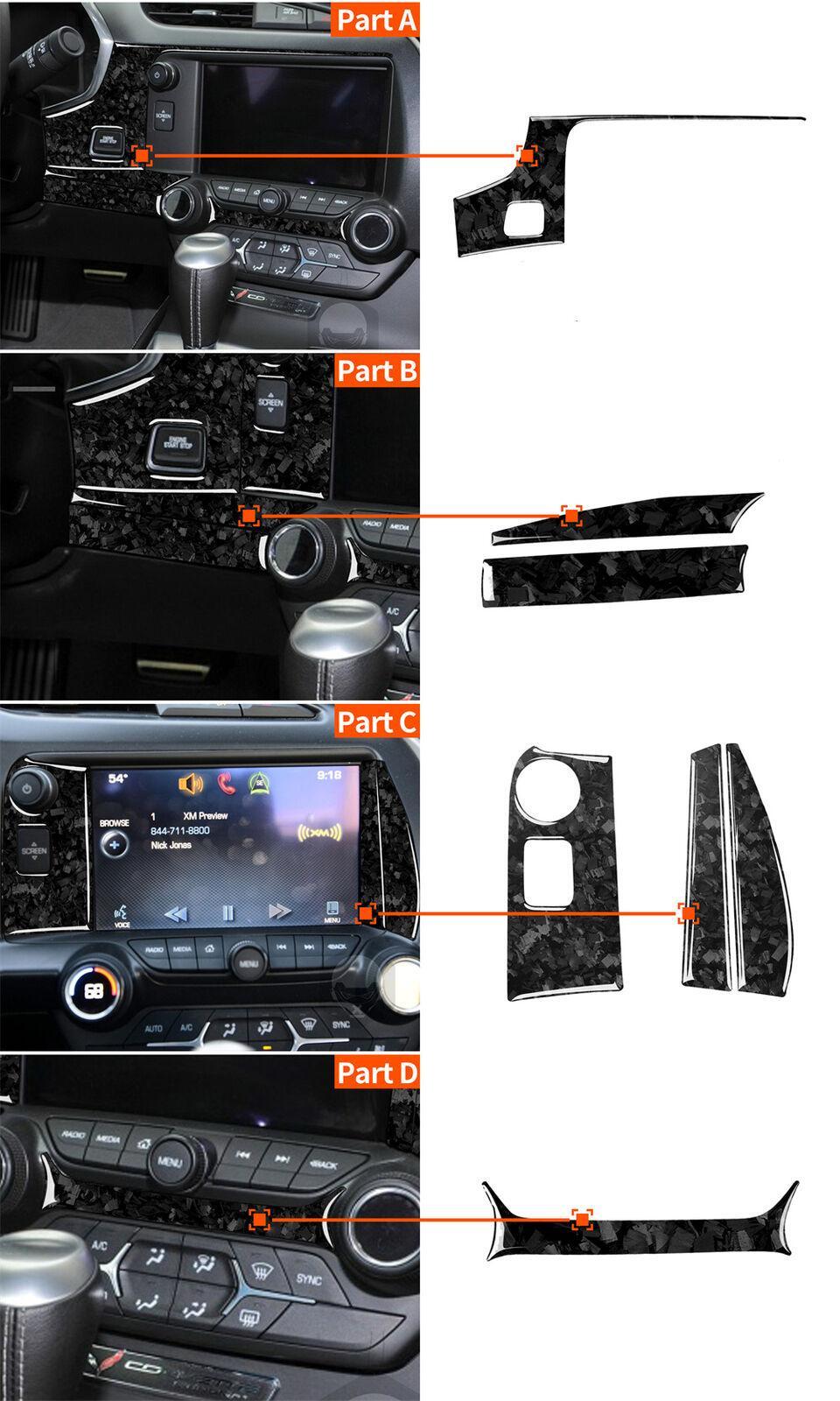 7¡ÁCentral Navigation Panel Cover for Chevrolet for Corvette C7 2014-19 Forged Carbon