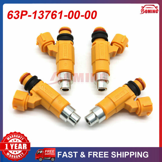 Set (4) New for Yamaha F150 Outboard 2004-2013 63P-13761-00-00 Fuel Injectors