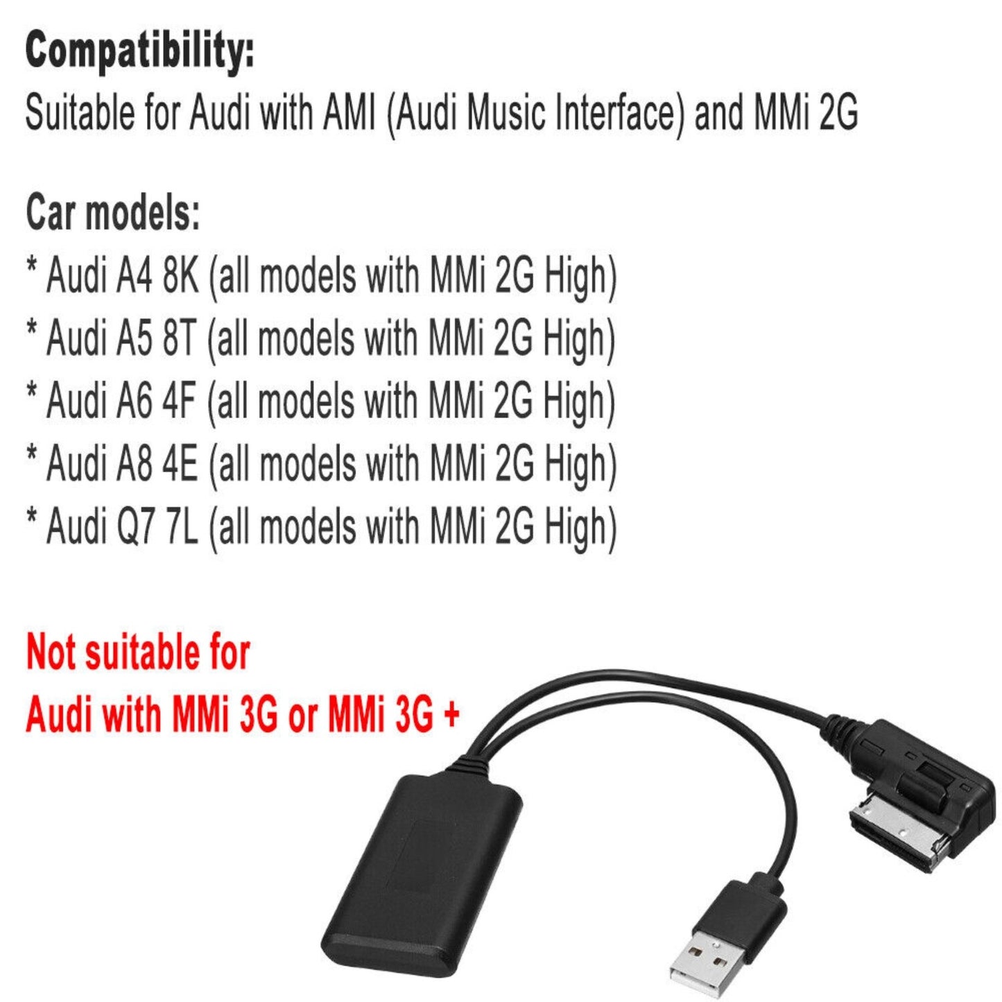 Wireless bluetooth Music Interface AUX Audio Cable Adapter for Audi A5 A6 for A8 Q7