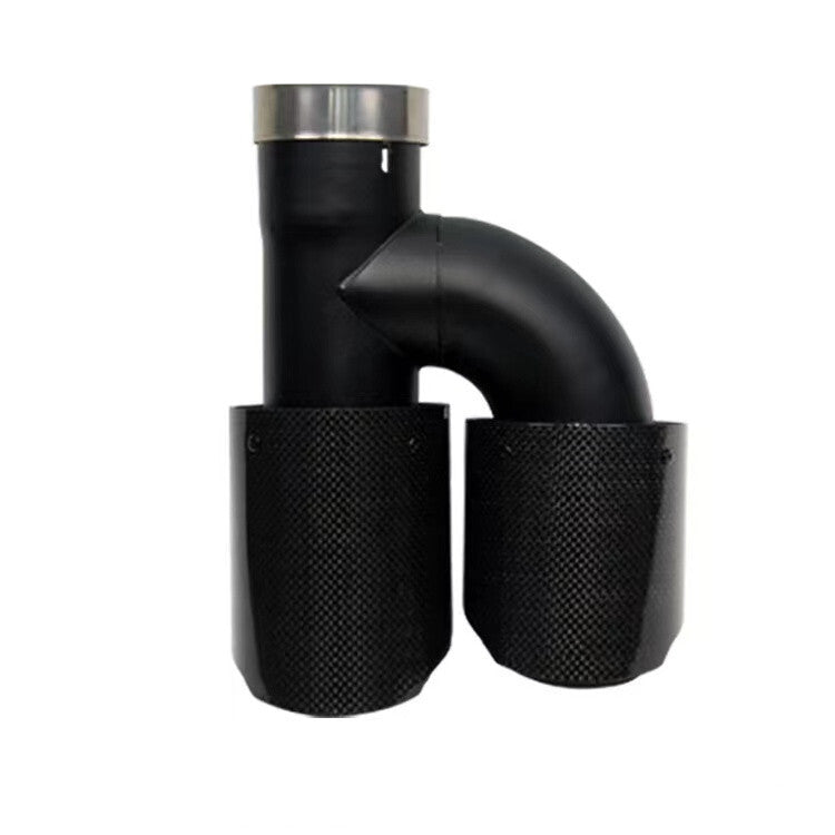 1Pc 65mm Car Right Black Glossy Carbon Fiber Exhaust Pipe H Rear Exhaust Tip End