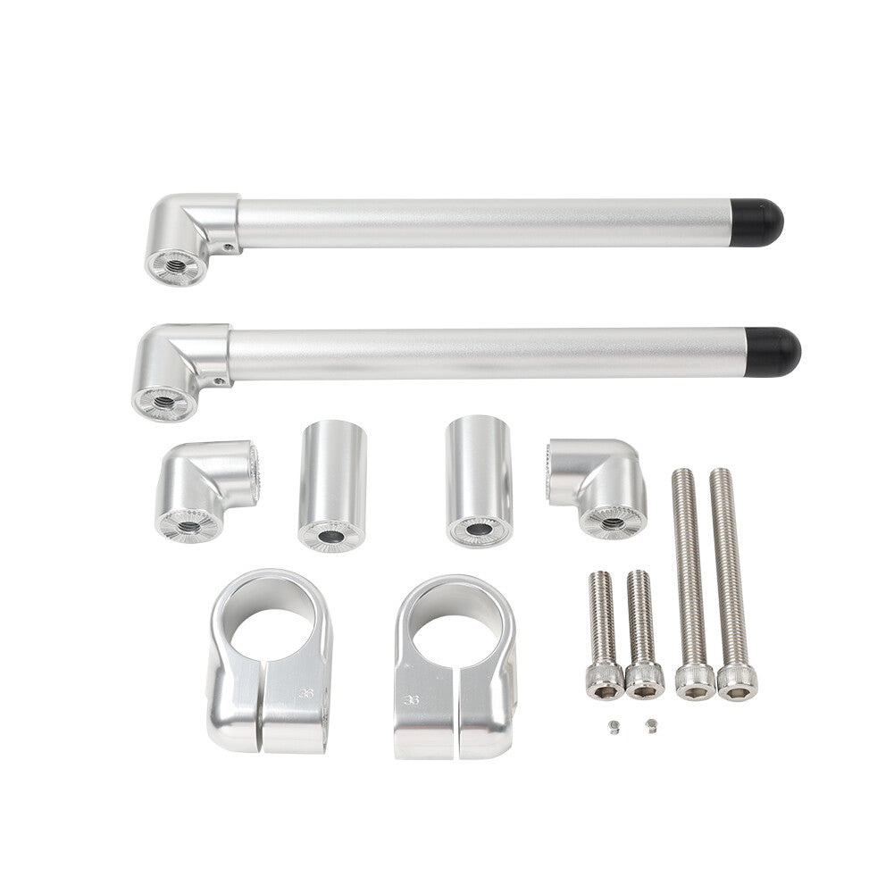 36MM Cafe Racer Bars 7/8 Universal Clip-On Handlebar Fork Tube Silver